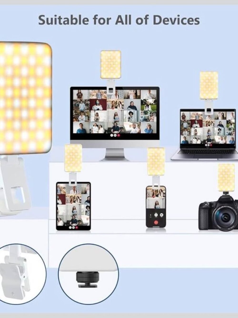 Portable Light for Phone Selfie and Laptop Video Conference with Diffuser